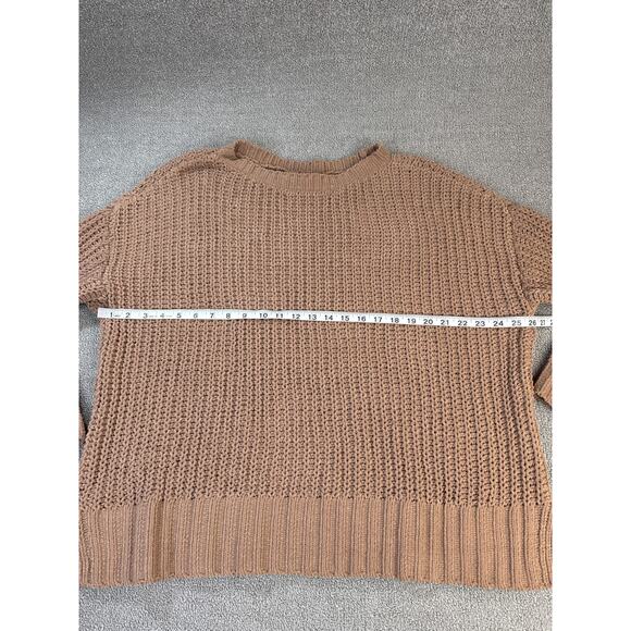 American Eagle Sweater Crewneck Chunky Knit Oversized Soft Cozy Brown Size Small - Picture 5 of 7